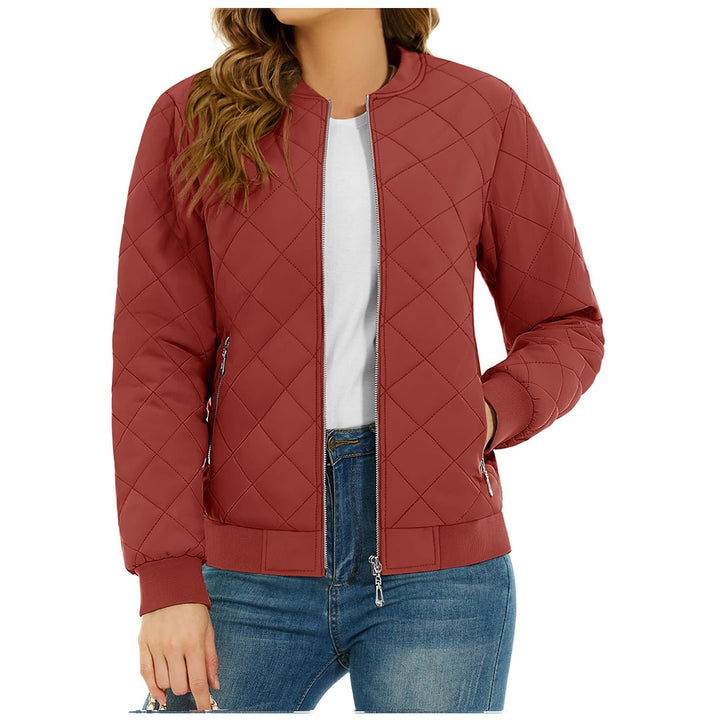 Women's Diamond Quilted Jackets Lightweight Casual Bomber Jacket -
