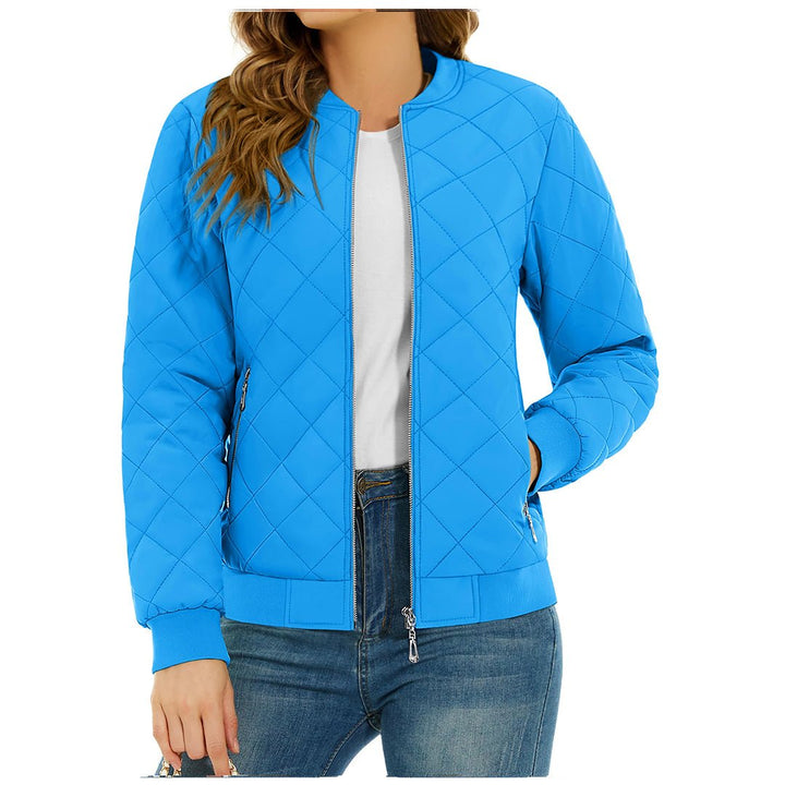 Women's Diamond Quilted Jackets Lightweight Casual Bomber Jacket -