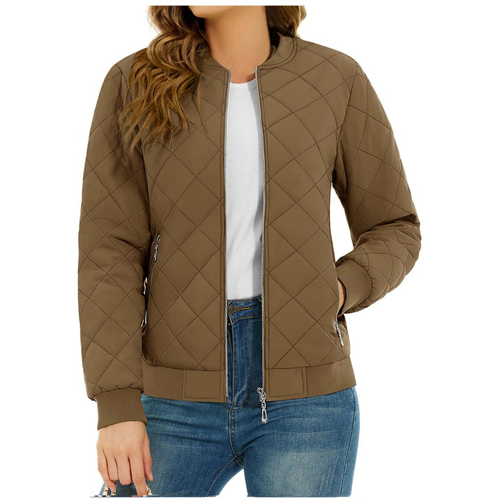 Women's Diamond Quilted Jackets Lightweight Casual Bomber Jacket -