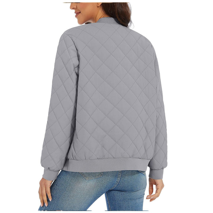 Women's Diamond Quilted Jackets Lightweight Casual Bomber Jacket -