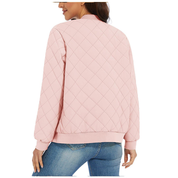 Women's Diamond Quilted Jackets Lightweight Casual Bomber Jacket -