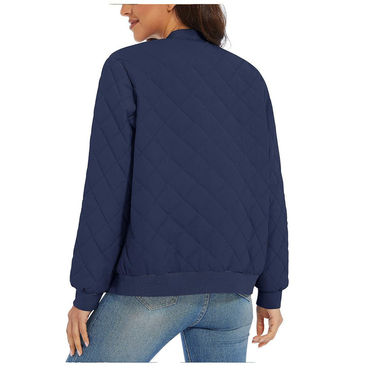 Women's Diamond Quilted Jackets Lightweight Casual Bomber Jacket -
