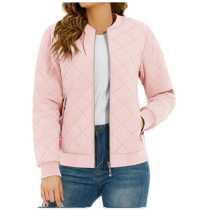 Women's Diamond Quilted Jackets Lightweight Casual Bomber Jacket -