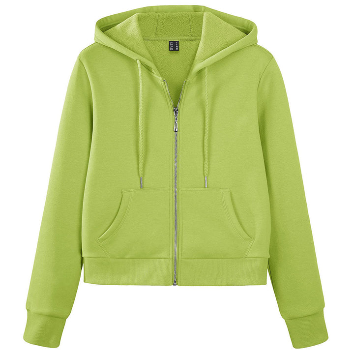 Women's Fleece Lined Full Zip Crop Tops Hoodies - Women's Jackets