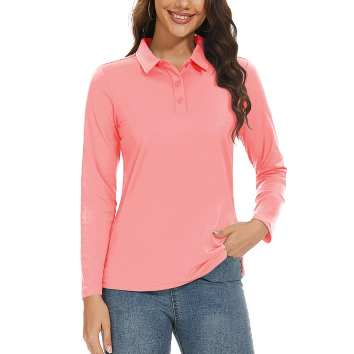 Women's Golf UPF 50+ Sun Protection 3-Button Quick Dry Long Sleeve Polo Shirts - Women's Shirts