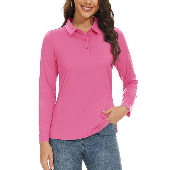 Women's Golf UPF 50+ Sun Protection 3-Button Quick Dry Long Sleeve Polo Shirts - Women's Shirts