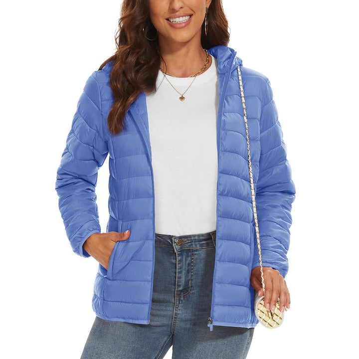Women's Lightweight Puffer Full-zip Water-Resistant Winter Coat with Hood - Women's Jackets