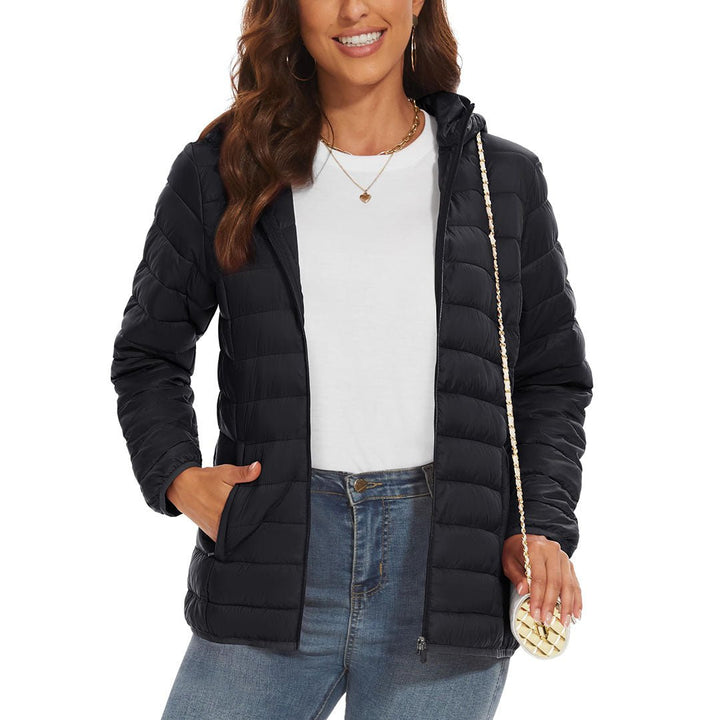 Women's Lightweight Puffer Full-zip Water-Resistant Winter Coat with Hood - Women's Jackets