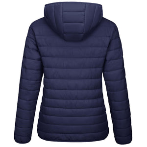 TACVASEN Navy Women's Puffer Jacket Full - zip Water - Resistant Winter Hooded Coat