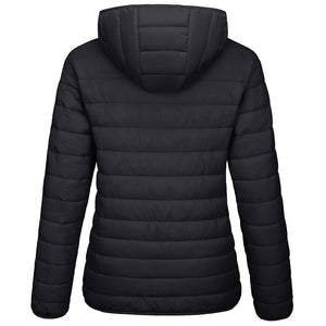 TACVASEN Black Women's Puffer Jacket Full - zip Water - Resistant Winter Hooded Coat