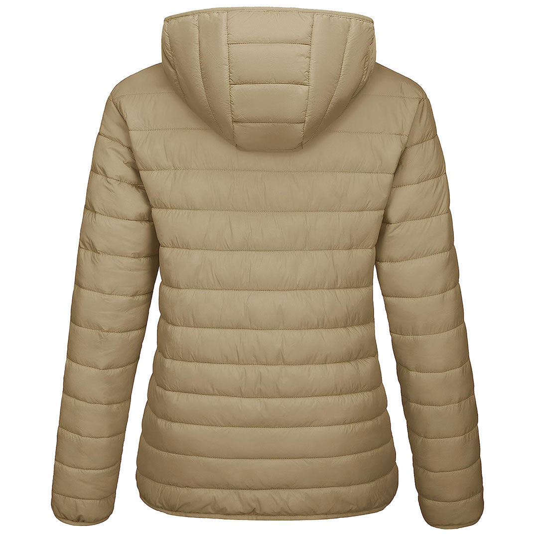 TACVASEN Khaki Women's Puffer Jacket Full - zip Water - Resistant Winter Hooded Coat