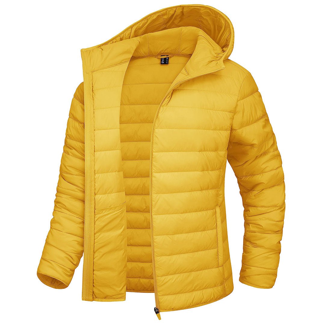 TACVASEN Yellow Women's Puffer Jacket Full - zip Water - Resistant Winter Hooded Coat