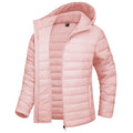 TACVASEN Pink Women's Puffer Jacket Full - zip Water - Resistant Winter Hooded Coat