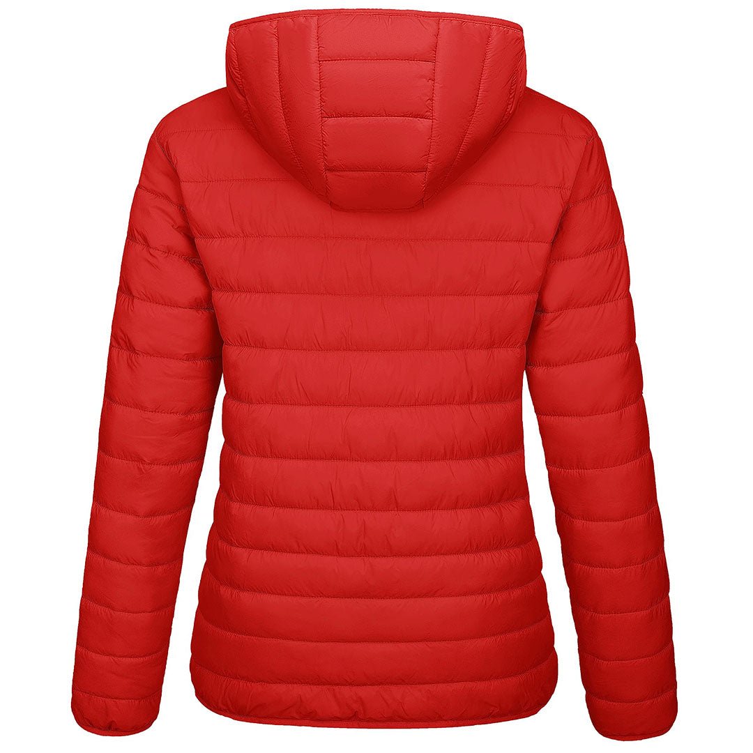 TACVASEN Tomato Red Women's Puffer Jacket Full - zip Water - Resistant Winter Hooded Coat