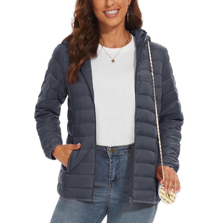 Women's Lightweight Puffer Full-zip Water-Resistant Winter Coat with Hood - Women's Jackets