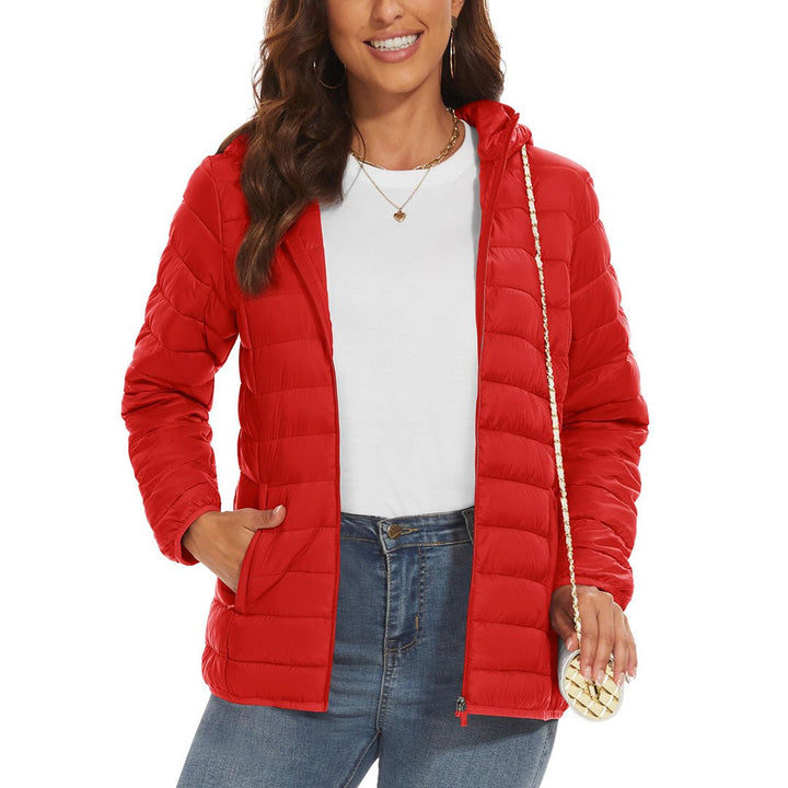Women's Lightweight Puffer Full-zip Water-Resistant Winter Coat with Hood - Women's Jackets