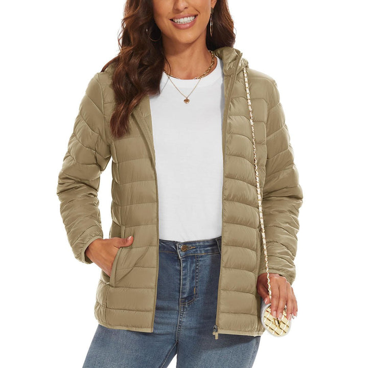 Women's Lightweight Puffer Full-zip Water-Resistant Winter Coat with Hood - Women's Jackets