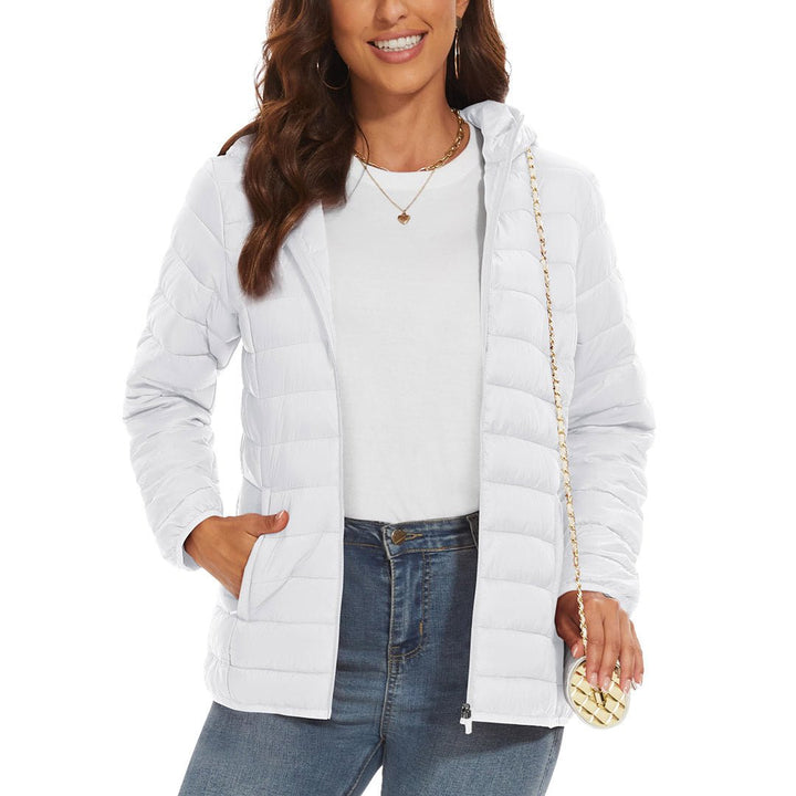 Women's Lightweight Puffer Full-zip Water-Resistant Winter Coat with Hood - Women's Jackets