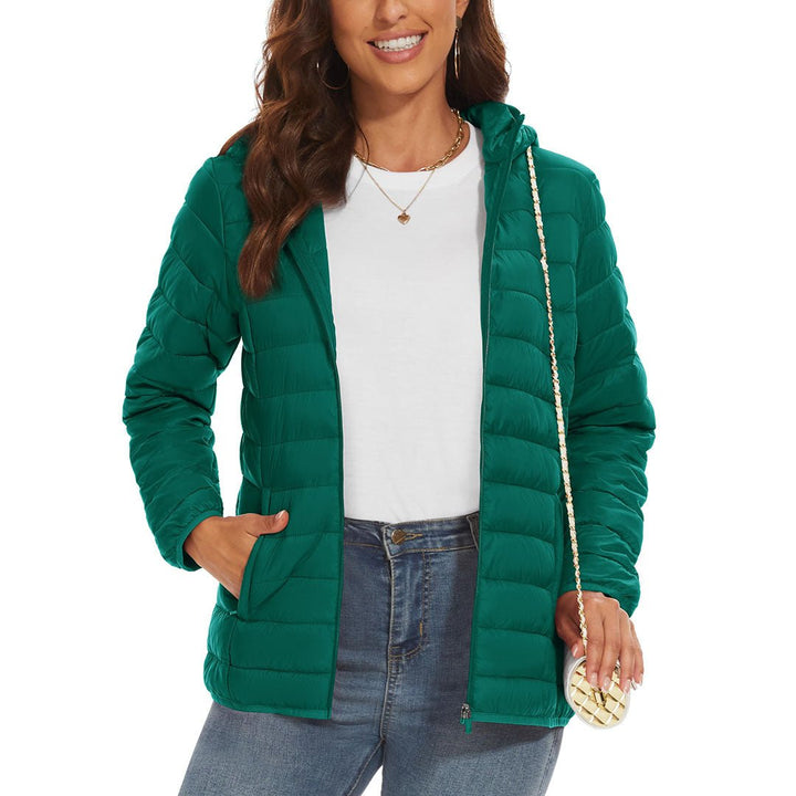 Women's Lightweight Puffer Full-zip Water-Resistant Winter Coat with Hood - Women's Jackets