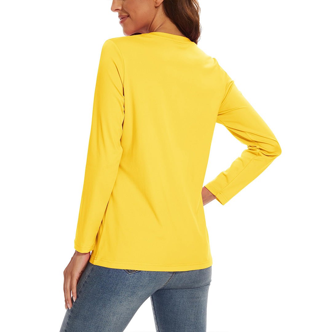 TACVASEN Yellow Women's UPF 80+ Athletic Rashguard Long Sleeve Shirt