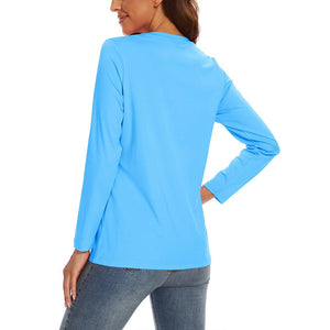 TACVASEN Waterfall Blue Women's UPF 80+ Athletic Rashguard Long Sleeve Shirt
