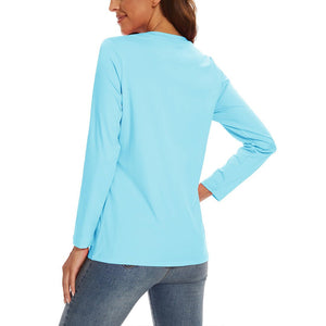TACVASEN Lake Blue Women's UPF 80+ Athletic Rashguard Long Sleeve Shirt