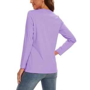 TACVASEN Light Purple Women's UPF 80+ Athletic Rashguard Long Sleeve Shirt