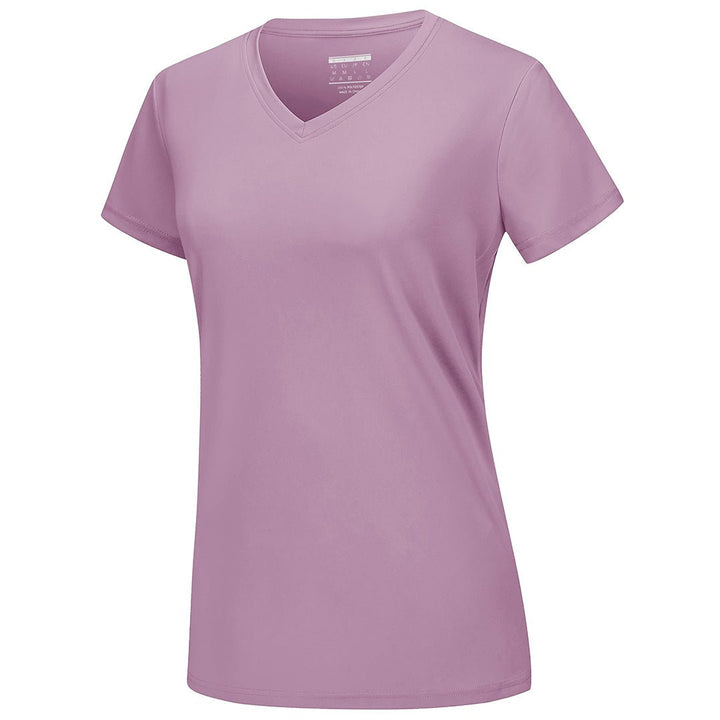 Women's UPF 50+ Sun Protection V-Neck Quick Dry Short Sleeve T-shirts -
