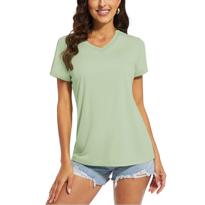 Women's UPF 50+ Sun Protection V-Neck Quick Dry Short Sleeve T-shirts -