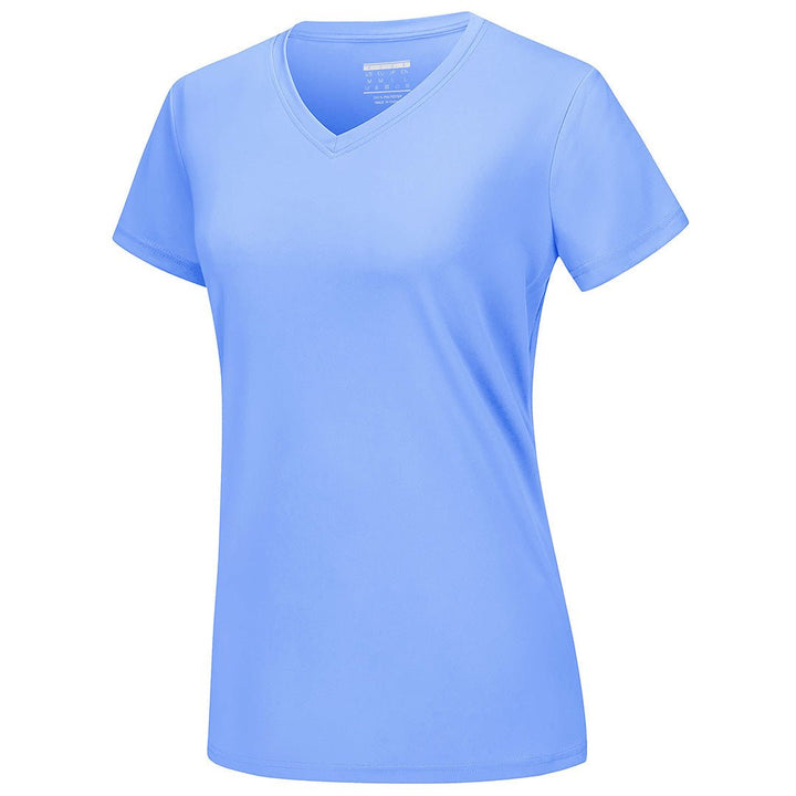 Women's UPF 50+ Sun Protection V-Neck Quick Dry Short Sleeve T-shirts -