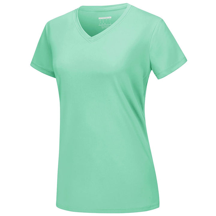 Women's UPF 50+ Sun Protection V-Neck Quick Dry Short Sleeve T-shirts -