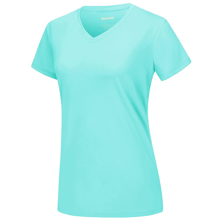 Women's UPF 50+ Sun Protection V-Neck Quick Dry Short Sleeve T-shirts -