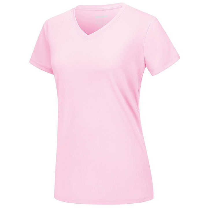 Women's UPF 50+ Sun Protection V-Neck Quick Dry Short Sleeve T-shirts -