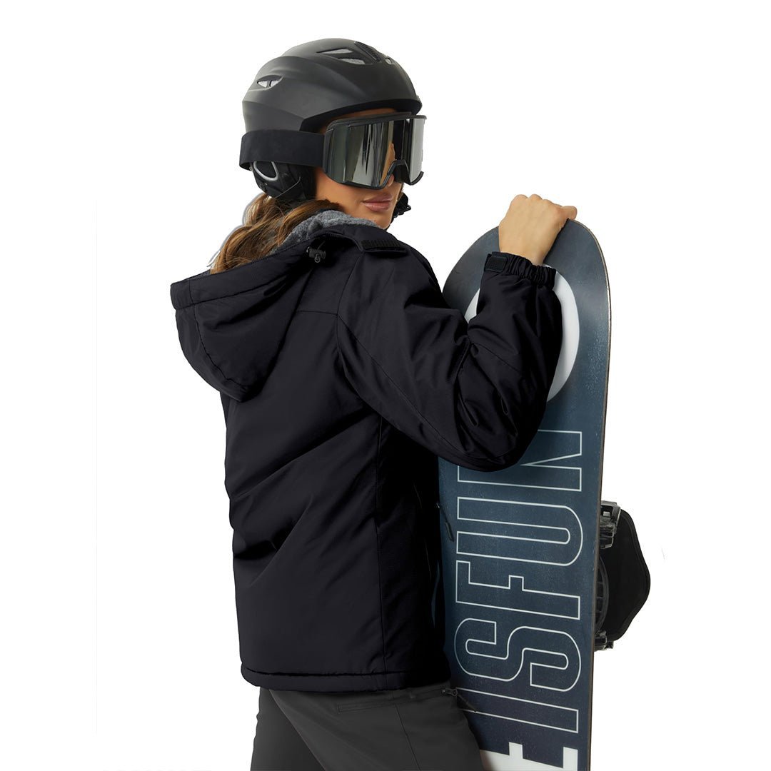 TACVASEN Black Insulated Fleece Lined Winter Hiking Jacket